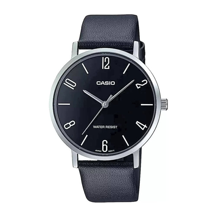 Casio Enticer MTP-VT01L-1B2UDF Men's Classic Black Leather Watch - View 1