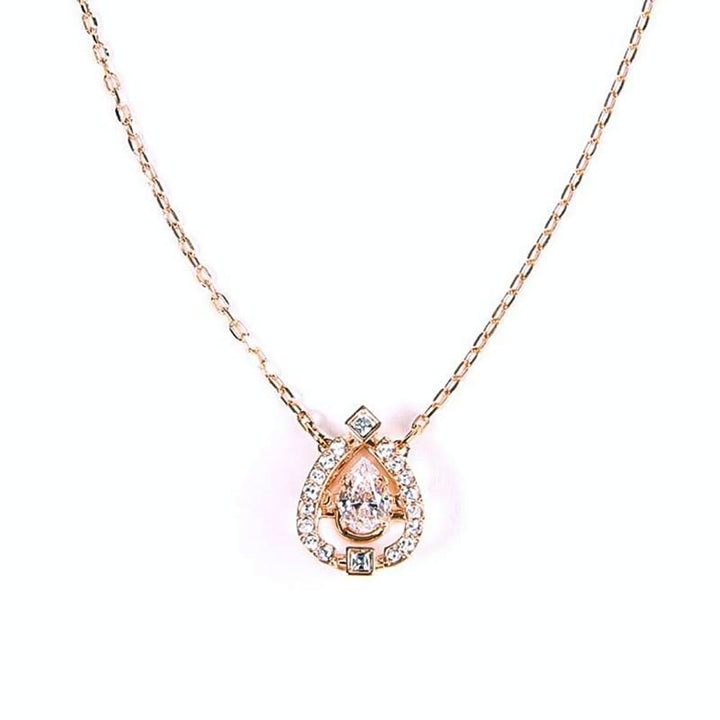 Swarovski Sparkling Dance Pear Necklace, Rose Gold 5451993 - View 2
