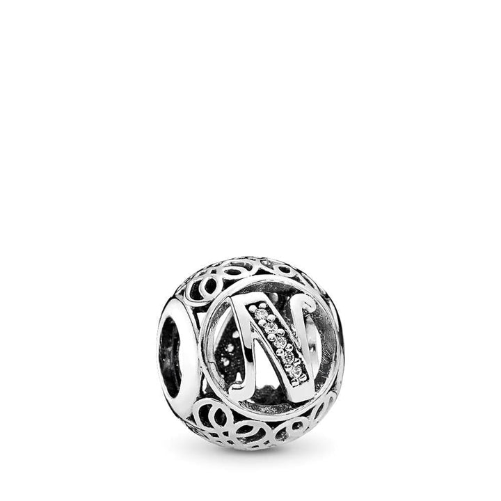Pandora Vintage Letter N Charm 791858CZ - View 4