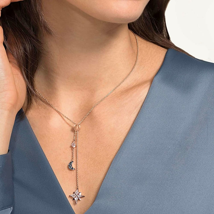 Swarovski Symbolic Y Necklace: Rose-Gold & Multi-Colored (5494357) - View 4