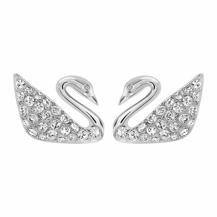 Swarovski Swan Earrings: Rhodium Plated Crystal Elegance (Model 1116357) - View 1