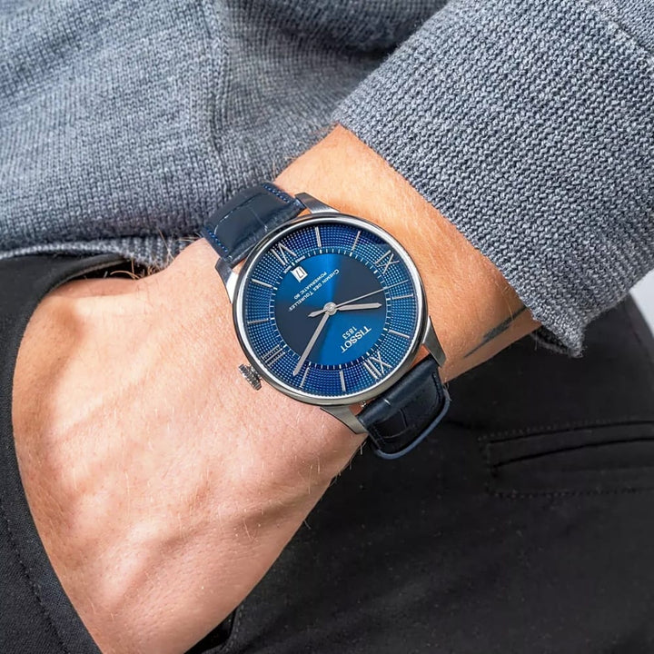 Tissot Chemin Des Tourelles Powermatic 80 Blue Leather Men's Watch T0994071604800 - View 3