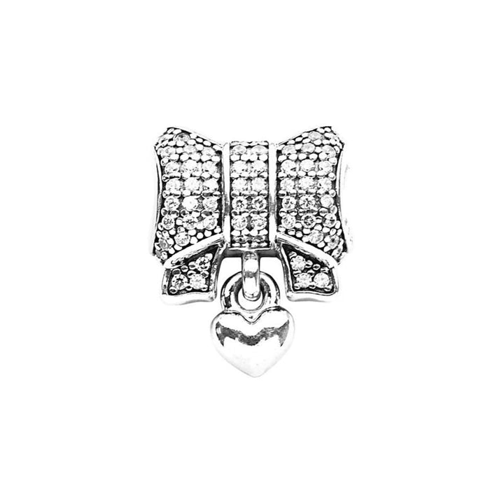 Pandora Bow Charm, Silver with CZ & Heart 791776CZ - View 2