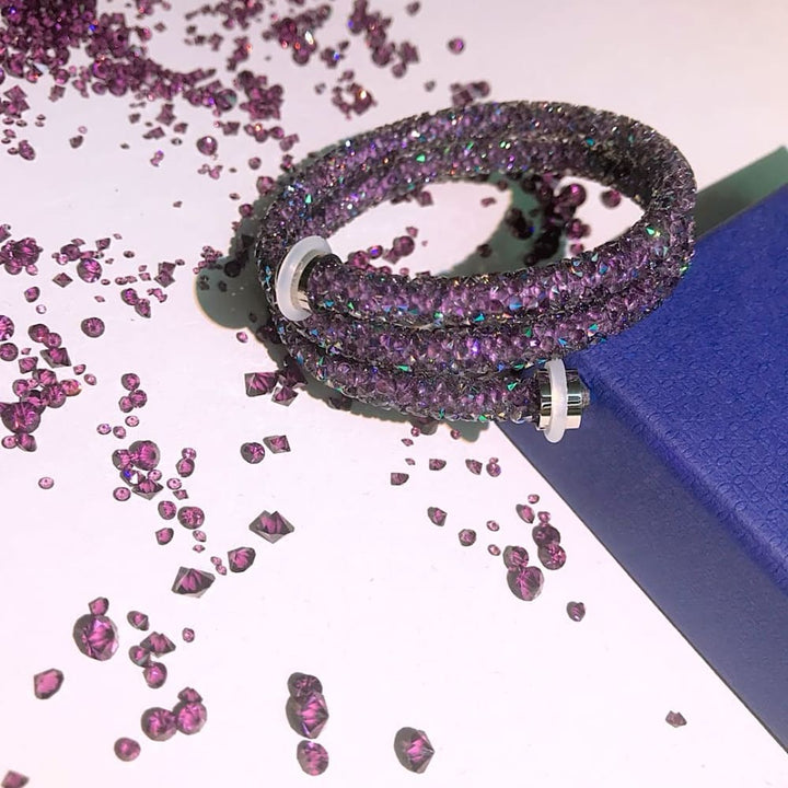 Swarovski Crystaldust Heart Double Bangle - Purple, Small (5292451) - View 2