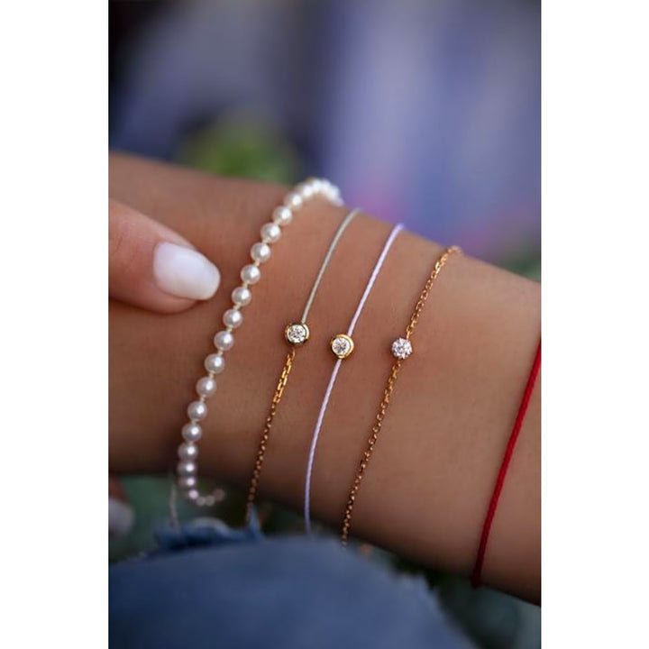 RedLine 2 R Diamond String Bracelet in Rose Gold - View 2