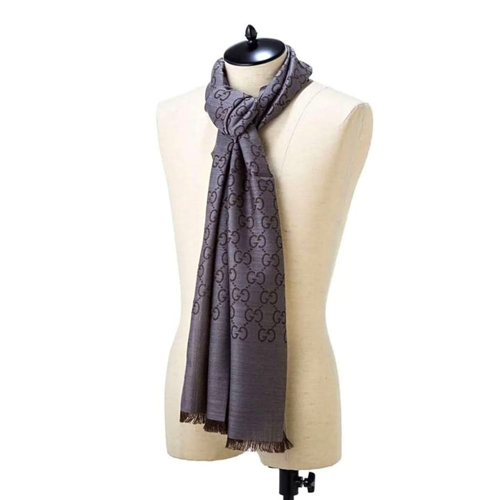 Gucci Scarf 165904-3G646-1264 Graphite Dark Brown Wool Silk - View 3