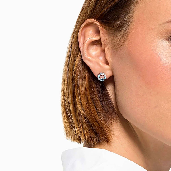 Swarovski Attract Circular Stud Earrings - Blue 5570943 - View 4