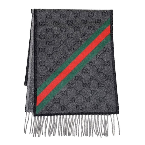 Gucci Lead & Dark Green Wool Scarf 570603-3G200-1466 - View 1