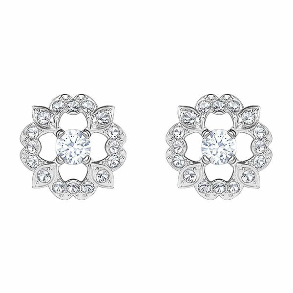 Swarovski Sparkling Dance Flower Earrings: Rhodium Plated Crystal – Style 5396227 - View 1