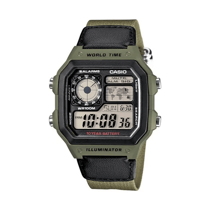 Casio Classic AE-1200WHB-3BVDF World Time Digital Watch - View 1