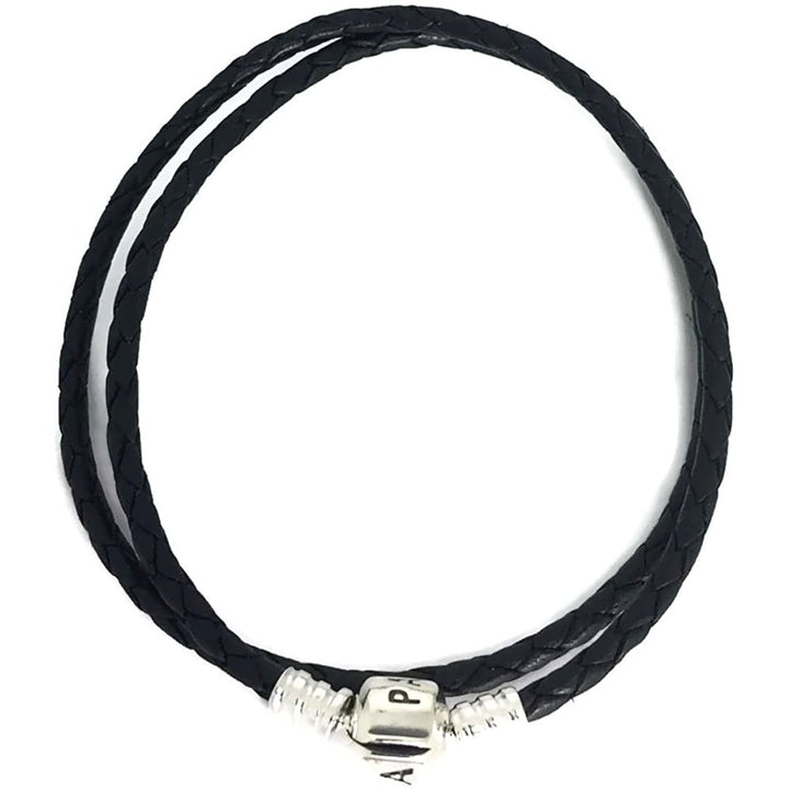Pandora Moments Double Black Leather Bracelet 590705CBK-D1 (35cm) - View 2