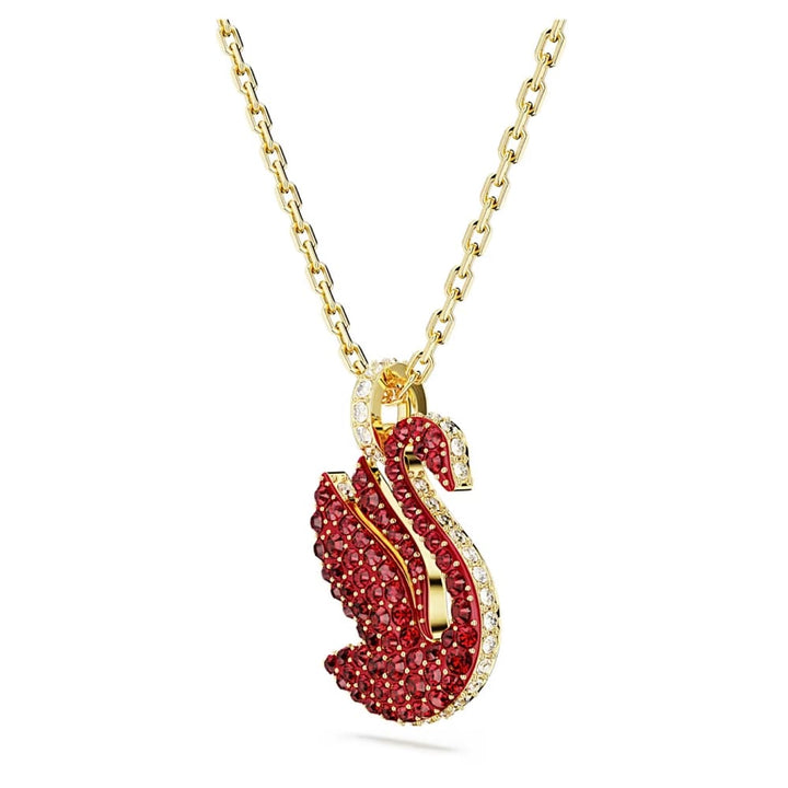 Swarovski Swan Pendant: Medium Red Crystal on Gold-Tone Chain - View 5