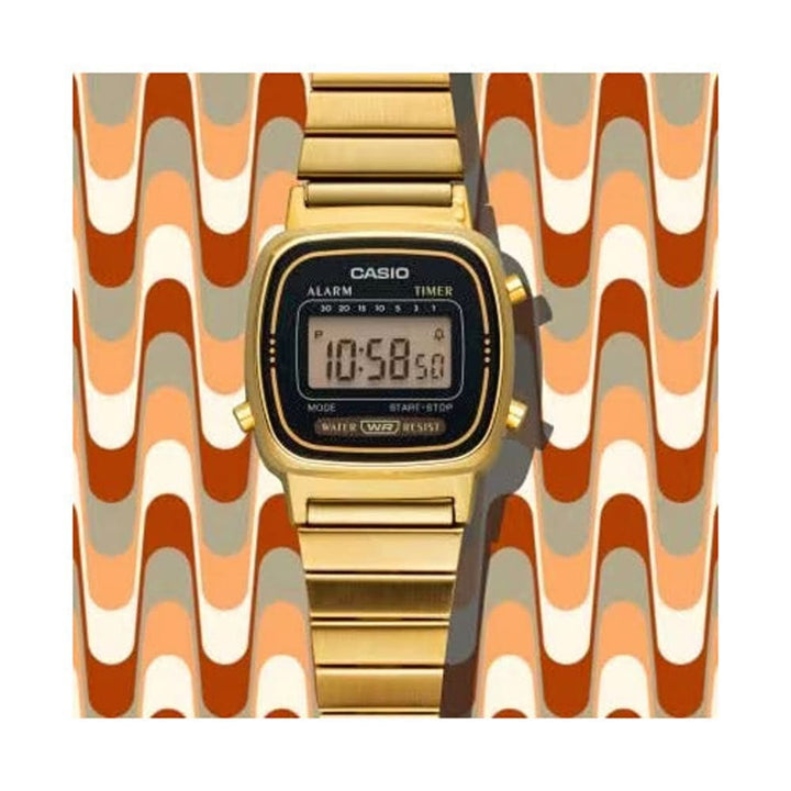 Casio Vintage LA670WGA-1DF Women's Gold Digital Watch - View 4