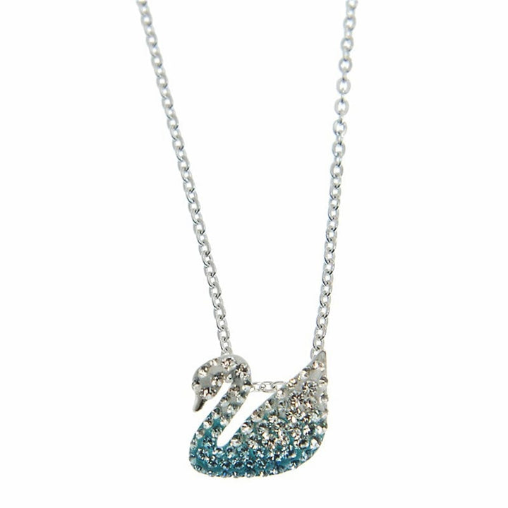 Swarovski Iconic Swan Necklace: Blue Crystal, Rhodium Finish - View 2