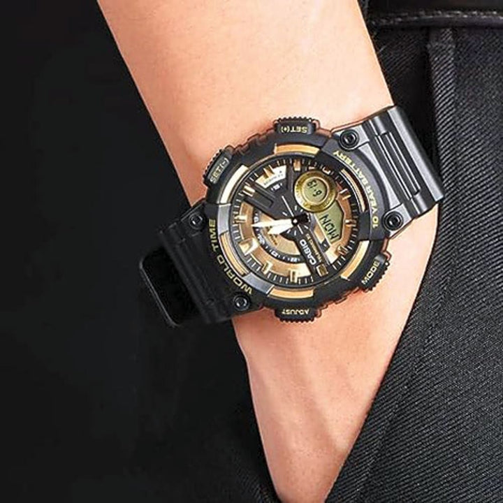 Casio AEQ-110BW-9AVDF Black & Gold Combination Watch - View 5