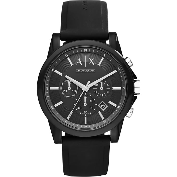 Armani AX1326 Men's Black Silicone Chronograph Watch - View 1