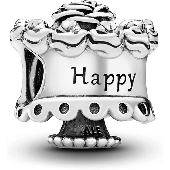 Pandora 791289 Women's Sterling Silver Birthday Cake Charm, Engraved ...