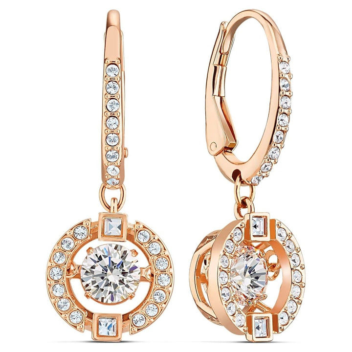 Swarovski Sparkling Dance Round Earrings - Rose Gold, 5504753 - View 2