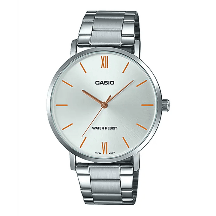 Casio MTP-VT01D-7BUDF Silver Stainless Steel Minimalist Watch - View 1