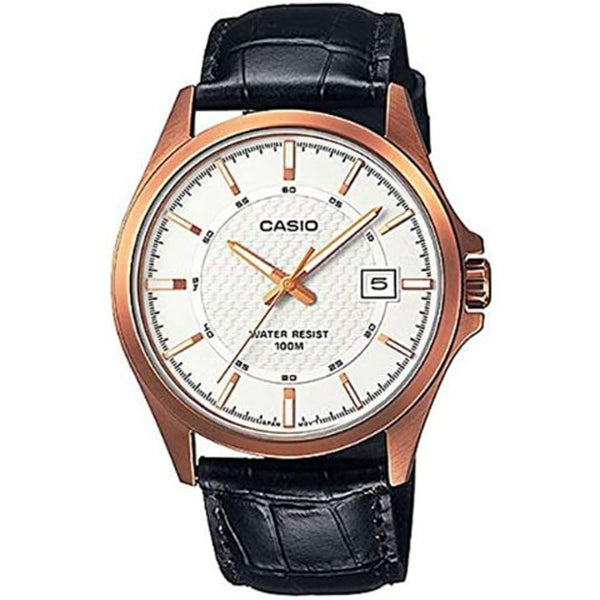 Casio MTP-1376RL-7AVDF Classic Leather Watch with Rose Gold Accents - View 1