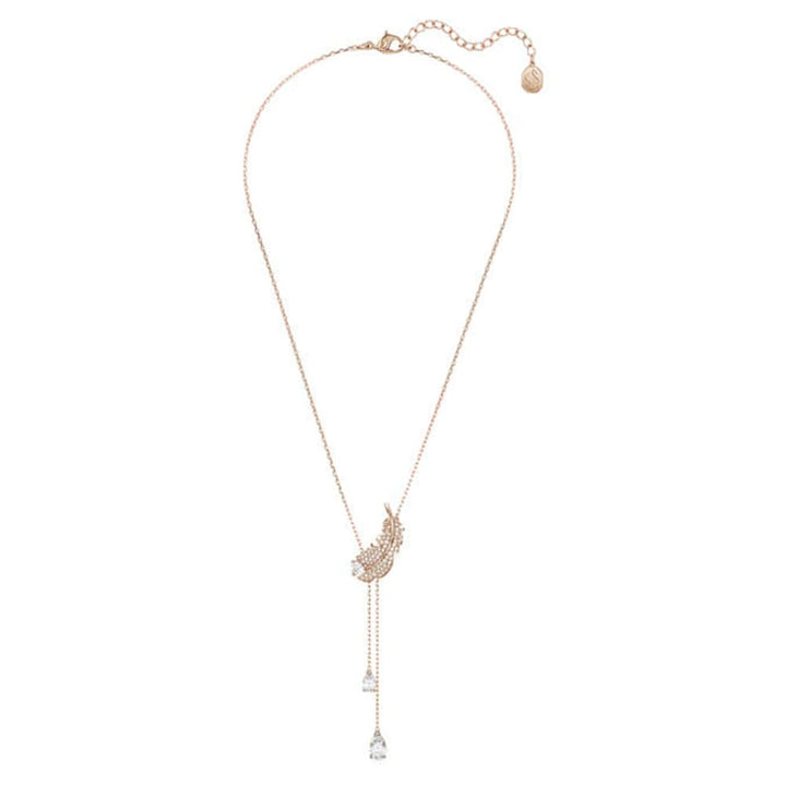 Swarovski Idyllia Feather Y Necklace, Rose Gold & White, 5663485 - View 3
