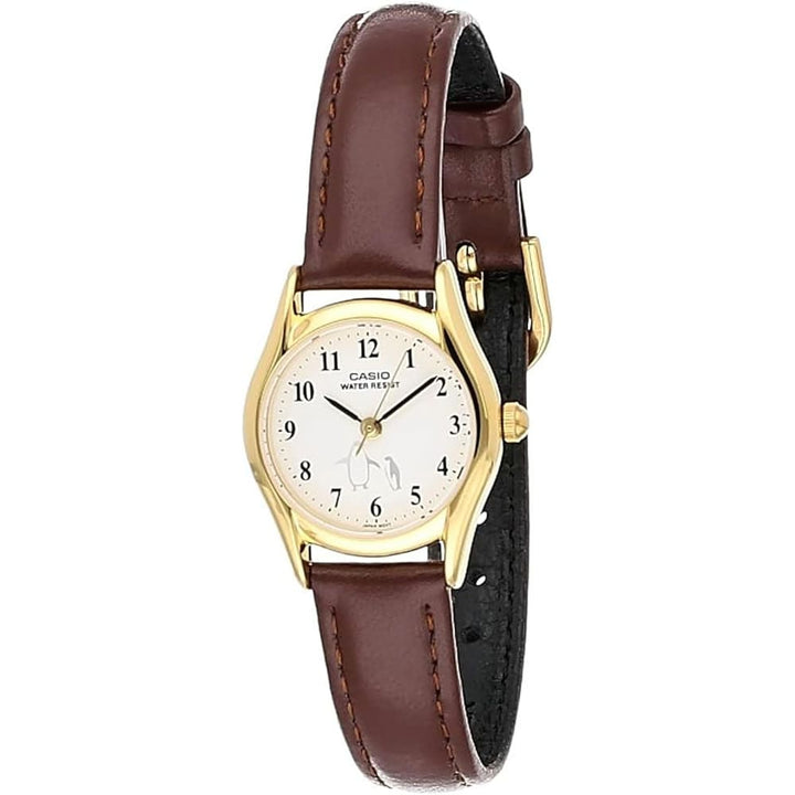 Casio LTP-1094Q-7B6RDF Women's Gold-Tone Leather Watch - View 1