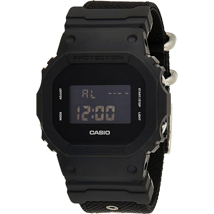 Casio G-Shock DW-5600BBN-1ER Rugged Black Cloth Band Watch - View 1