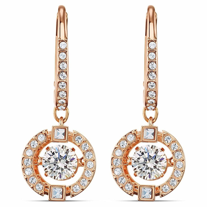Swarovski Sparkling Dance Round Earrings - Rose Gold, 5504753 - View 1