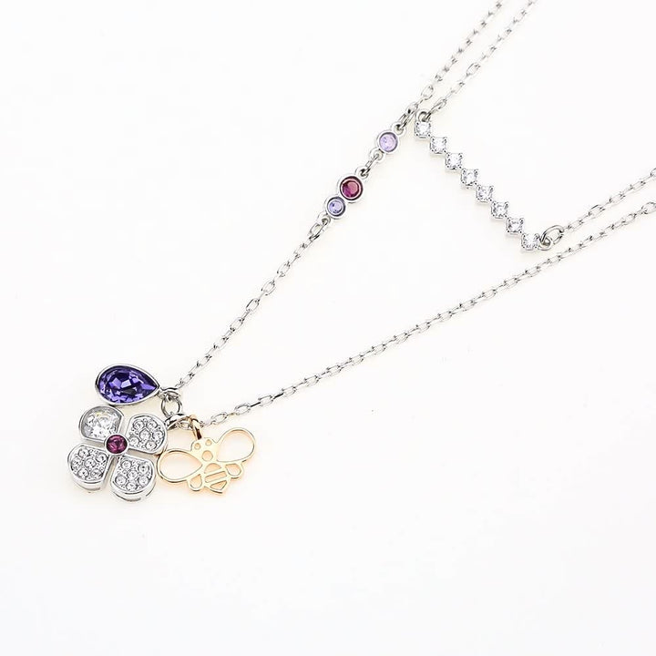 Swarovski Glowing Clover 5273297 Purple Crystal Necklace - View 2