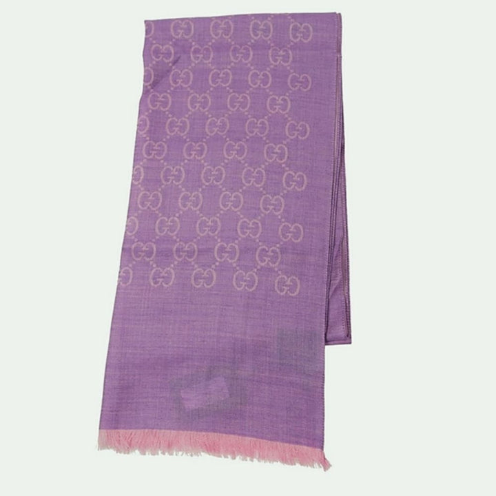 Gucci Lilac Pink Wool Silk Scarf - Style 165904-3G646-5372 - View 2
