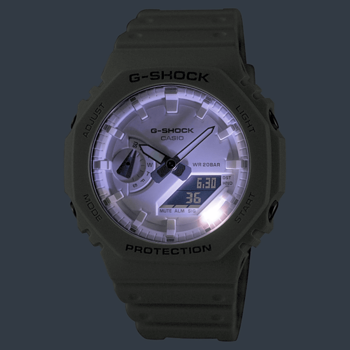 Casio G-Shock GA-2100-7A7ER Tone-on-Tone White Carbon Watch - View 7