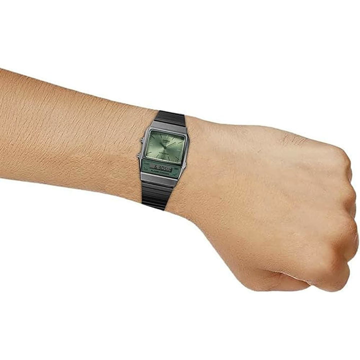 Casio Vintage AQ-800ECGG-3ADF Grey & Orange Dual Time Watch - View 3