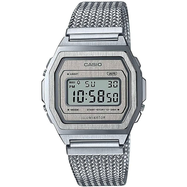 Casio Vintage A1000MA-7EF Silver Mesh Digital Watch - View 1
