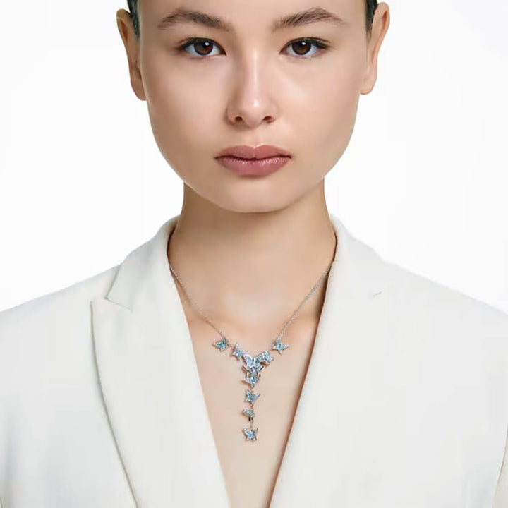 Swarovski Lilia Butterfly Y Necklace, Blue, 5662179 - View 5