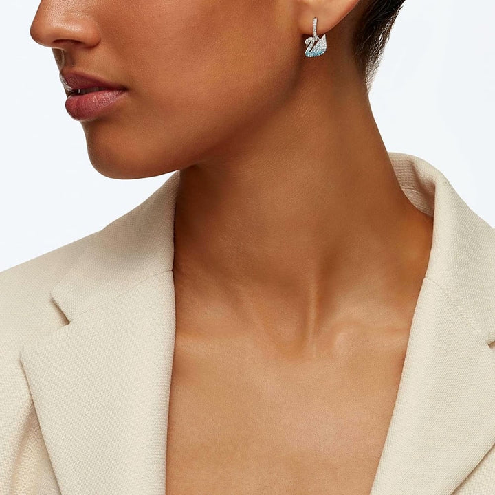 Swarovski Iconic Swan Blue Crystal Drop Earrings 5512577 - View 4