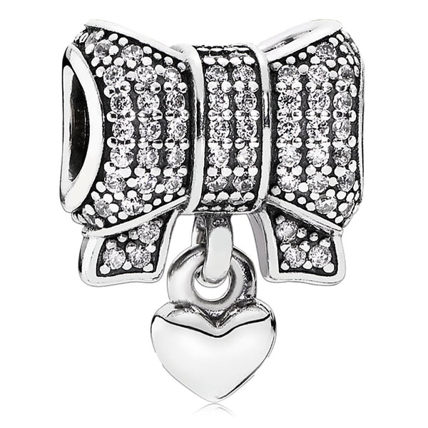 Pandora Bow Charm, Silver with CZ & Heart 791776CZ - View 1