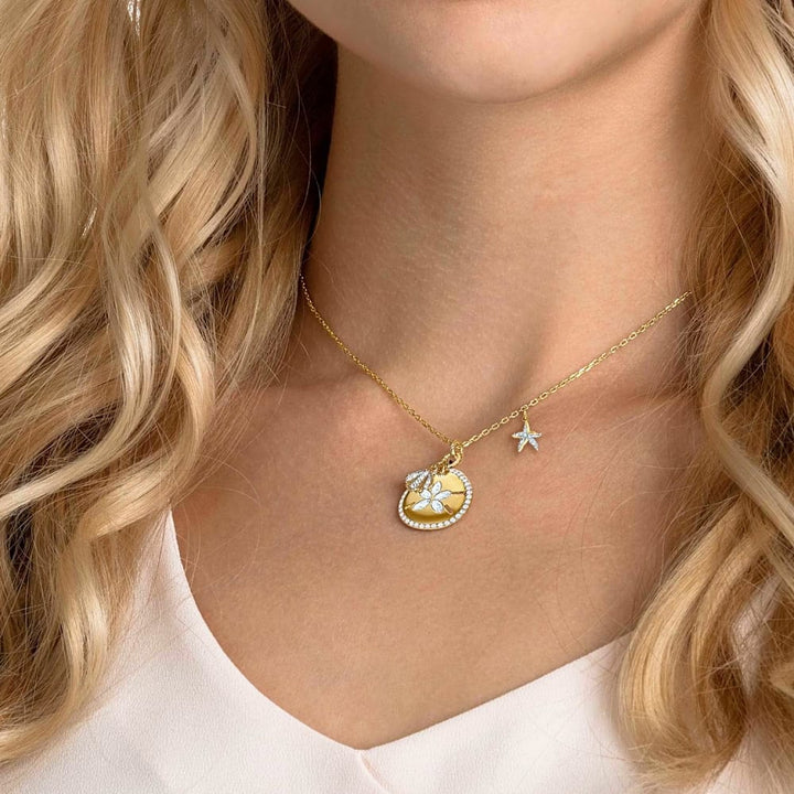 Swarovski Ocean Sand Coin Necklace - Gold Tone 5462580 - View 4