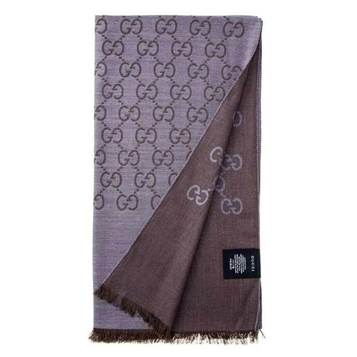 Gucci Scarf 165904-3G646-1264 Graphite Dark Brown Wool Silk - View 2