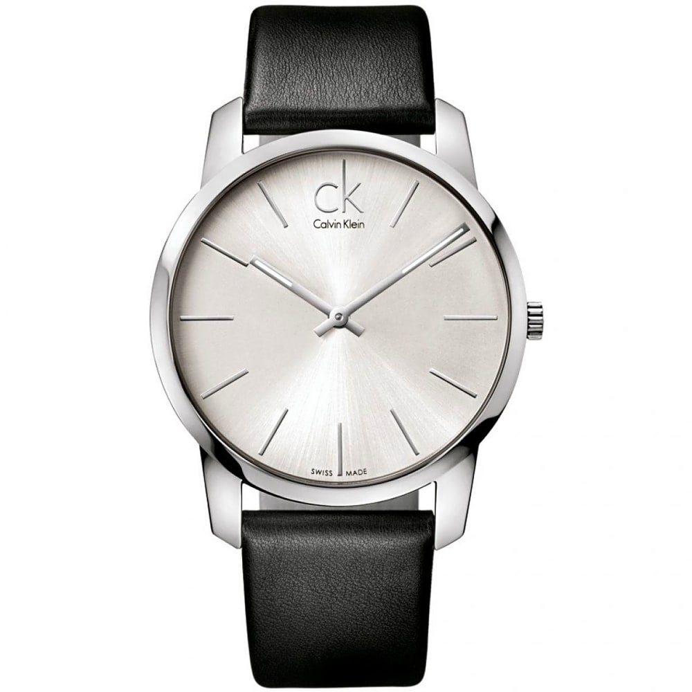 Calvin Klein K2G231C6 City Unisex Watch, Silver Leather, Minimalist ...