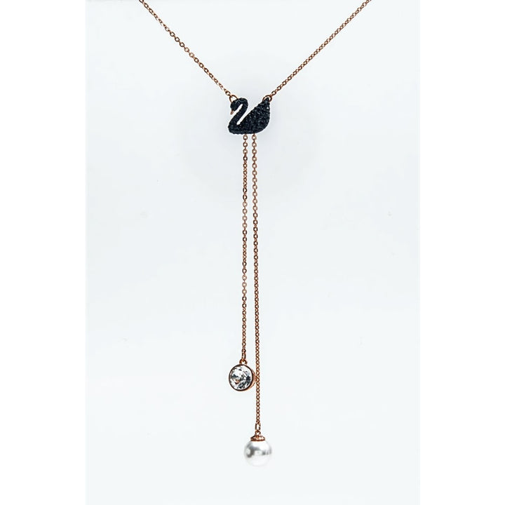 Swarovski Iconic Swan Rose Gold Y Necklace 5351806 - View 1