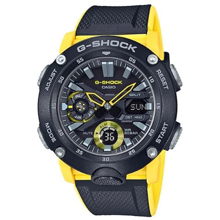Casio G-Shock GA-2000-1A9ER Carbon Core Yellow Accent Watch - View 1