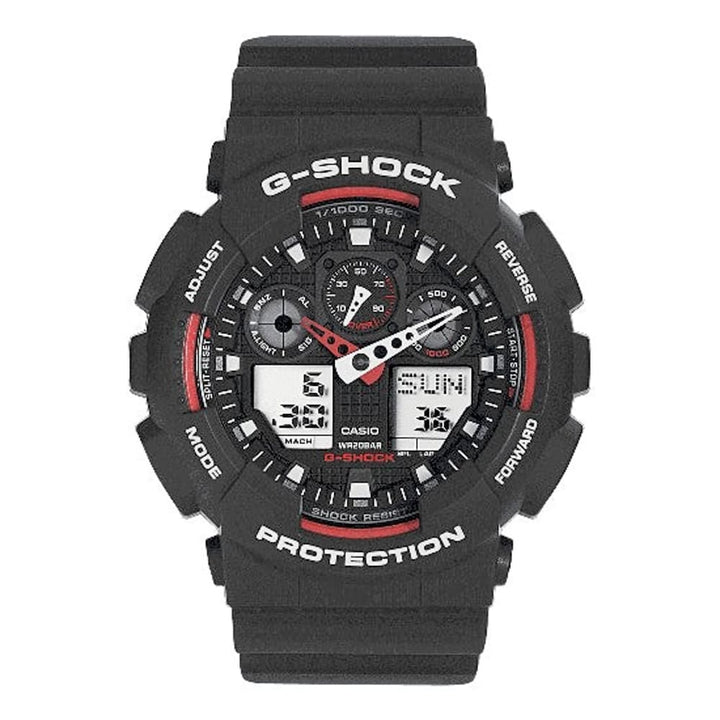 Casio G-Shock GA-100-1A4ER: The Red Accent Warrior - View 1