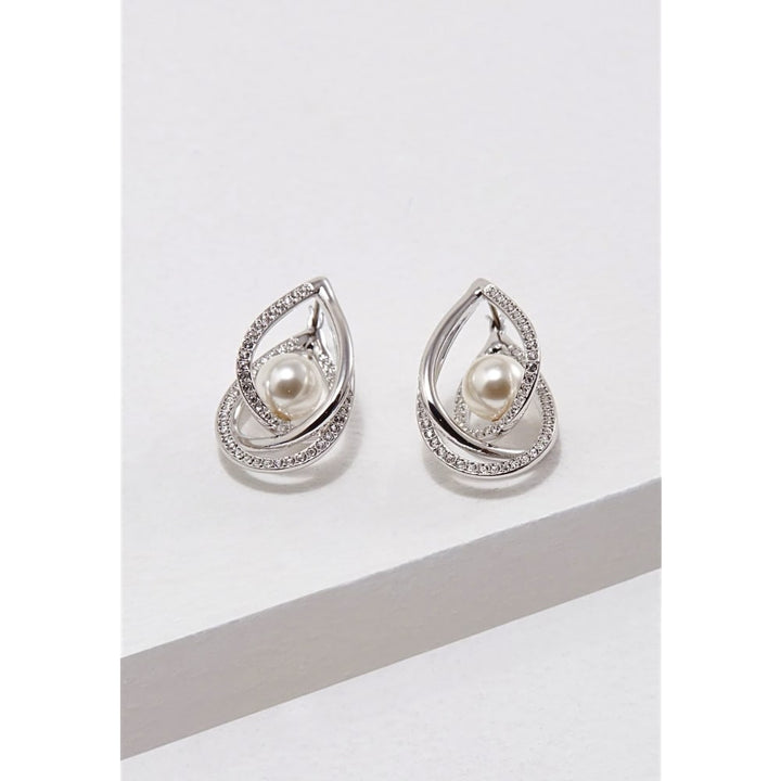 Swarovski Free Pearl Drop Earrings - Rhodium Finish - 5217718 - View 3