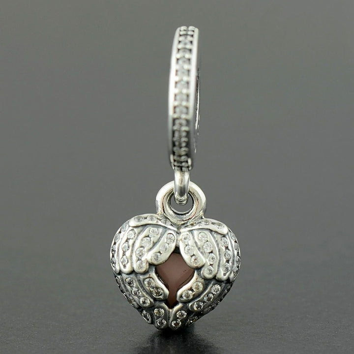 Pandora Angel Wings Dangle Charm with Pink Enamel 791737CZ - View 3