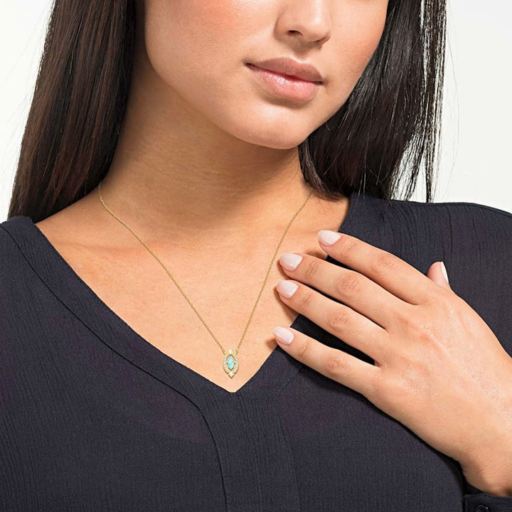 Swarovski Sparkling Dance Green & Gold Necklace - 5497474 - View 4