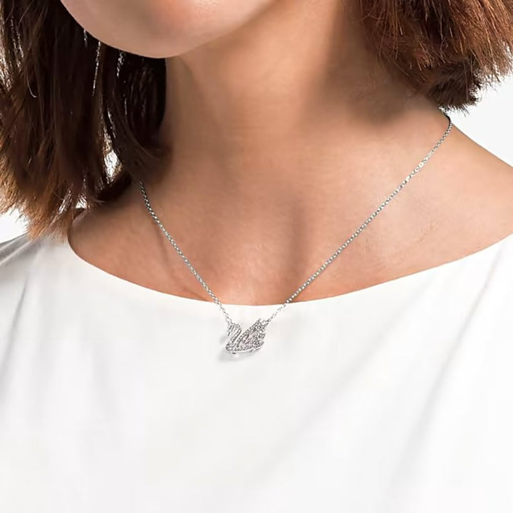 Swarovski Dancing Swan Rhodium-Plated Necklace, 5514421 - View 4