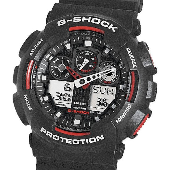 Casio G-Shock GA-100-1A4ER: The Red Accent Warrior - View 3