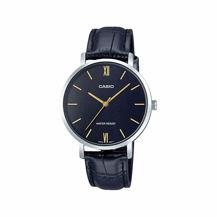 Casio LTP-VT01L-1BUDF Ladies' Black Leather Analog Watch - View 1